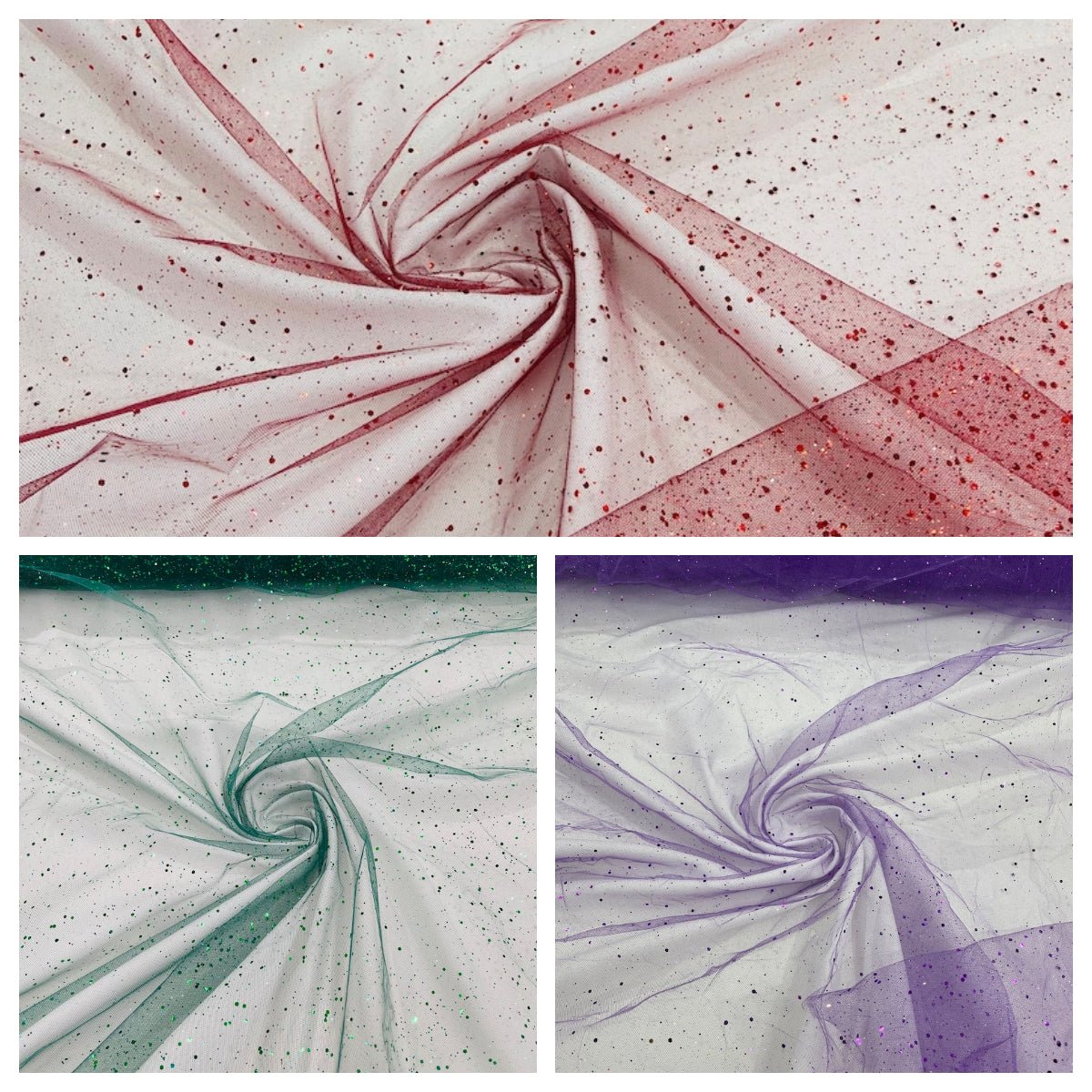 Sparkle Glitter Tulle Mesh Fabric - Iridescent Sparkle, 58" Width (1 Yard)