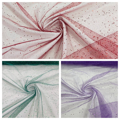 Sparkle Glitter Tulle Mesh Fabric - Iridescent Sparkle, 58" Width (1 Yard)