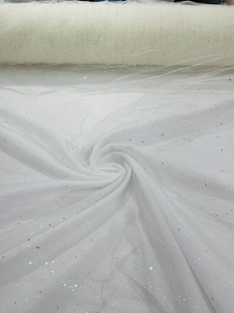 Sparkle Glitter Tulle Mesh Fabric - Iridescent Sparkle, 58" Width (1 Yard)
