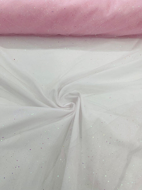 Sparkle Glitter Tulle Mesh Fabric - Iridescent Sparkle, 58" Width (1 Yard)