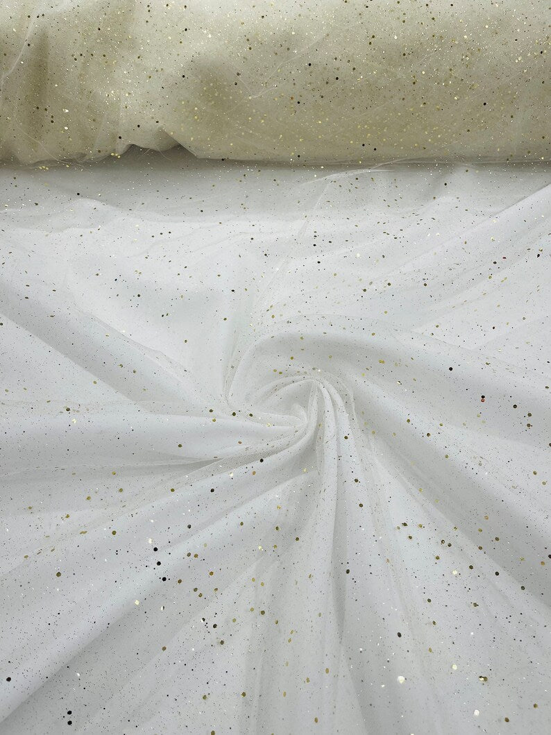 Sparkle Glitter Tulle Mesh Fabric - Iridescent Sparkle, 58" Width (1 Yard)