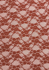 Spicy Red Nylon Spandex Fabric - Vintage Look Shimmery Floral Lace, Red, 58/60" Width (1 Yard)
