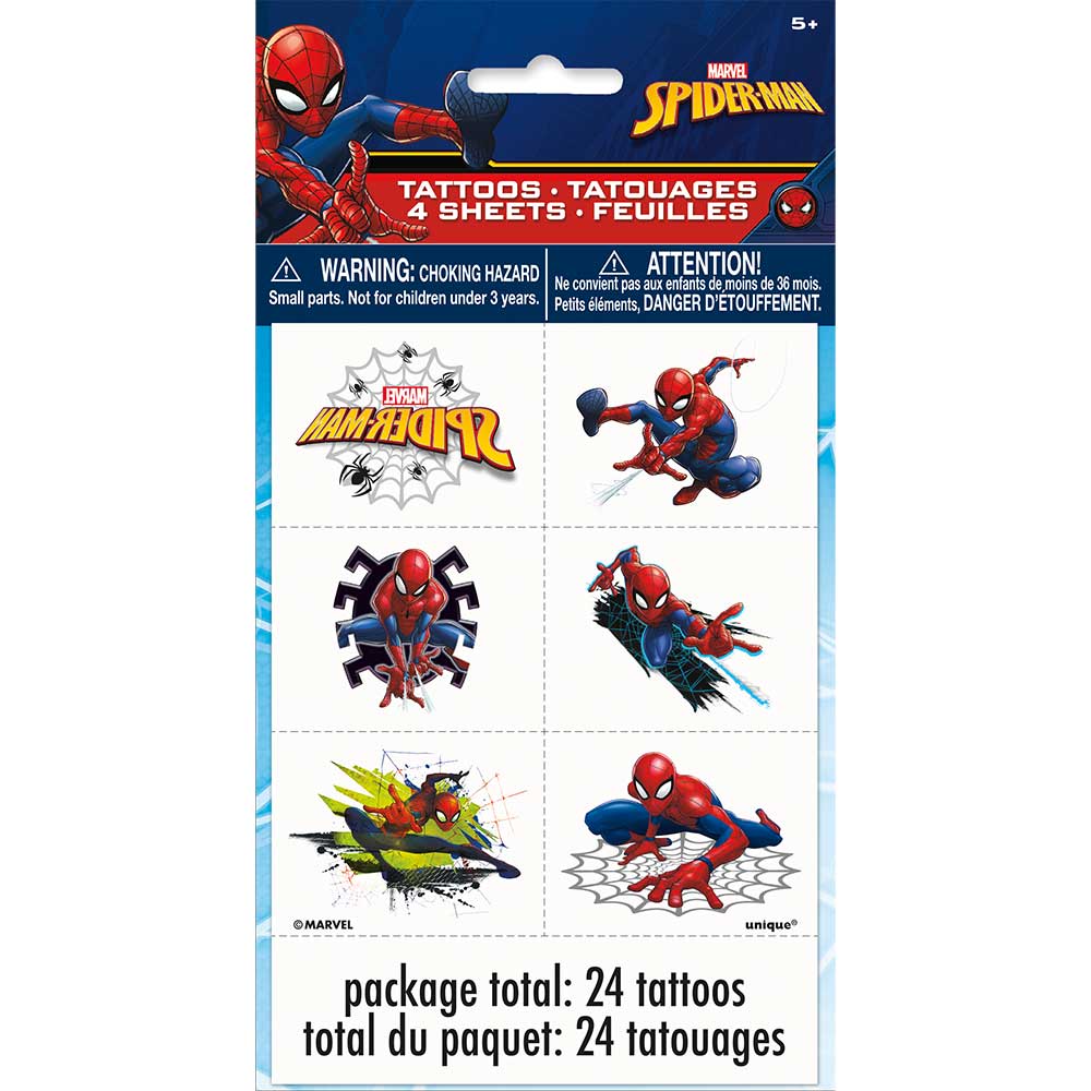 Spider-Man Tattoos 24 Pack