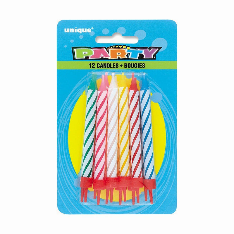 Birthday Candles in Cake Holders 12 Pack