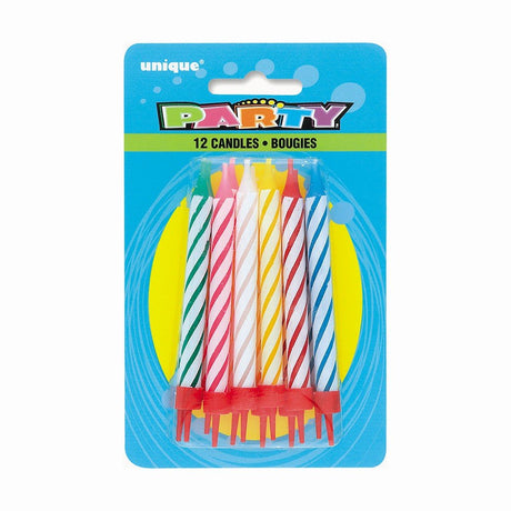 Birthday Candles in Cake Holders 12 Pack
