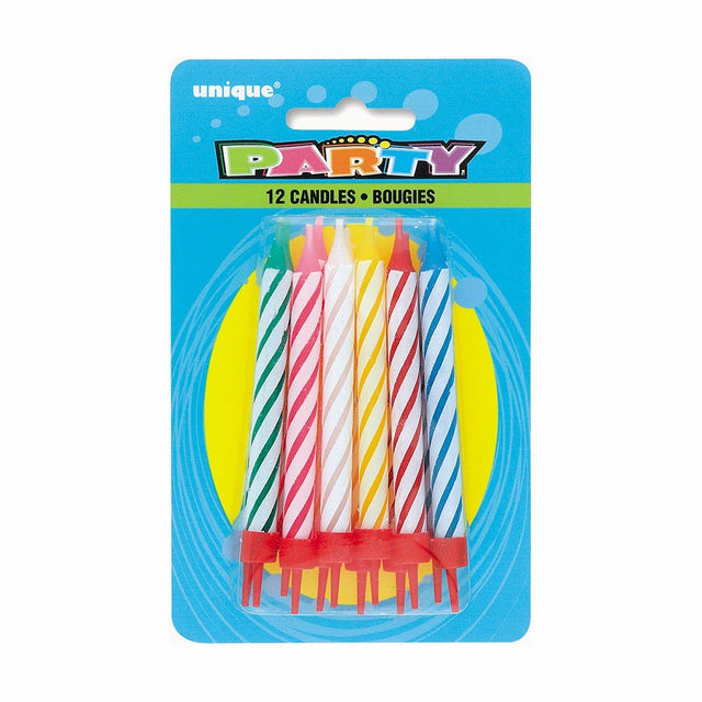 Birthday Candles in Cake Holders 12 Pack