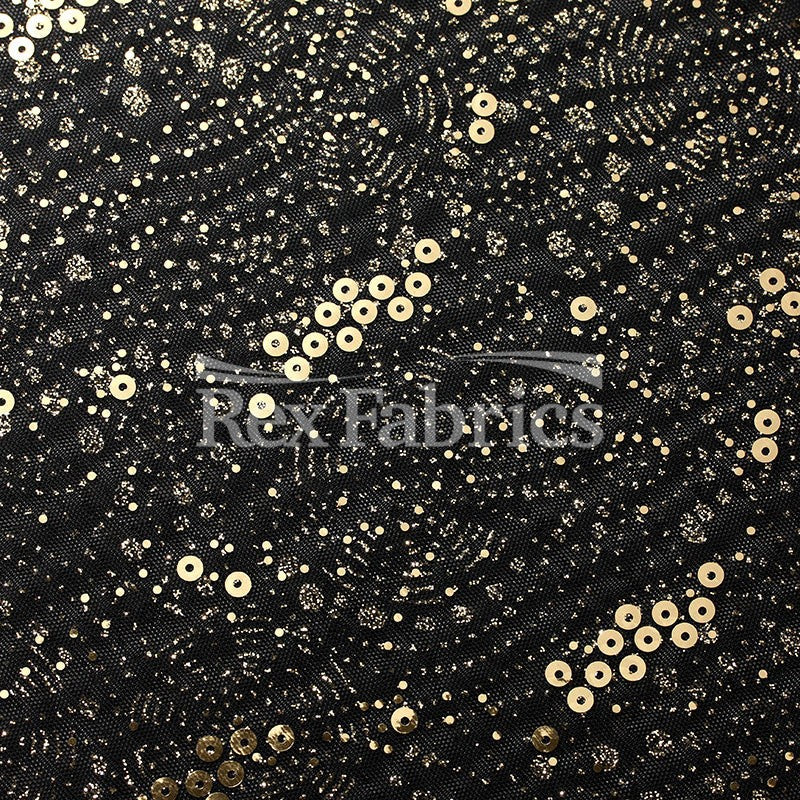 Spiral Foil Mesh Polyester Spandex Fabric - Gold/Black, Gold/White, Red/Black, Silver/Black, Silver/White, Spiral Pattern, 57/58" Width, 120 GSM (1 Yard)