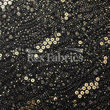 Spiral Foil Mesh Polyester Spandex Fabric - Gold/Black, Gold/White, Red/Black, Silver/Black, Silver/White, Spiral Pattern, 57/58" Width, 120 GSM (1 Yard)
