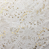 Spiral Foil Mesh Polyester Spandex Fabric - Gold/Black, Gold/White, Red/Black, Silver/Black, Silver/White, Spiral Pattern, 57/58" Width, 120 GSM (1 Yard)
