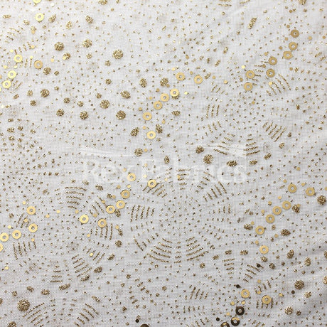 Spiral Foil Mesh Polyester Spandex Fabric - Gold/Black, Gold/White, Red/Black, Silver/Black, Silver/White, Spiral Pattern, 57/58" Width, 120 GSM (1 Yard)