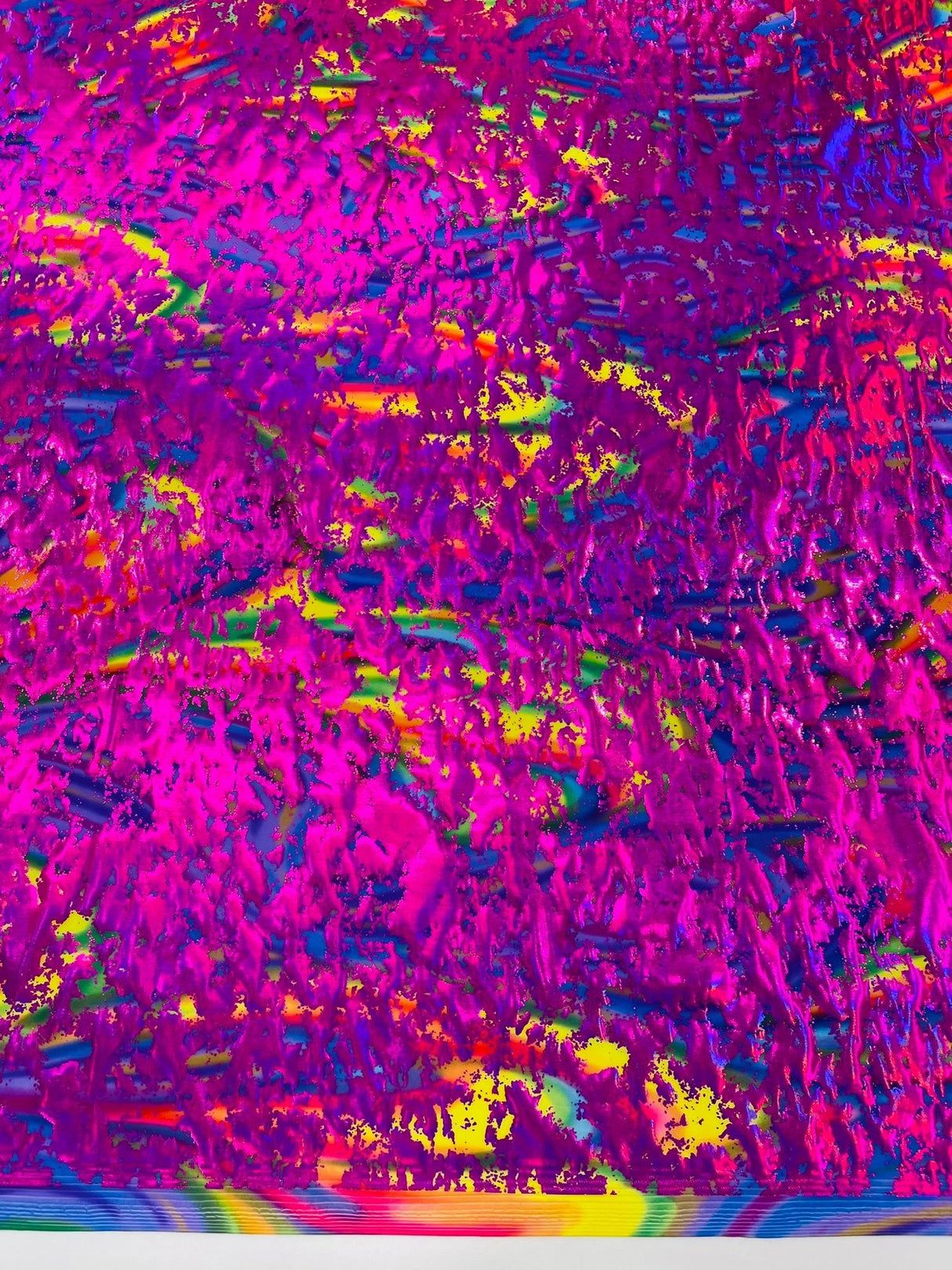 Splatter Foil Paint Metallic Print Nylon Spandex Fabric - Tie Dye, 4-Way Stretch, Fuchsia, Silver, Turquoise, 58-60" Width, 36" Length (1 Yard)