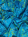 Splatter Foil Paint Metallic Print Nylon Spandex Fabric - Tie Dye, 4-Way Stretch, Fuchsia, Silver, Turquoise, 58-60" Width, 36" Length (1 Yard)