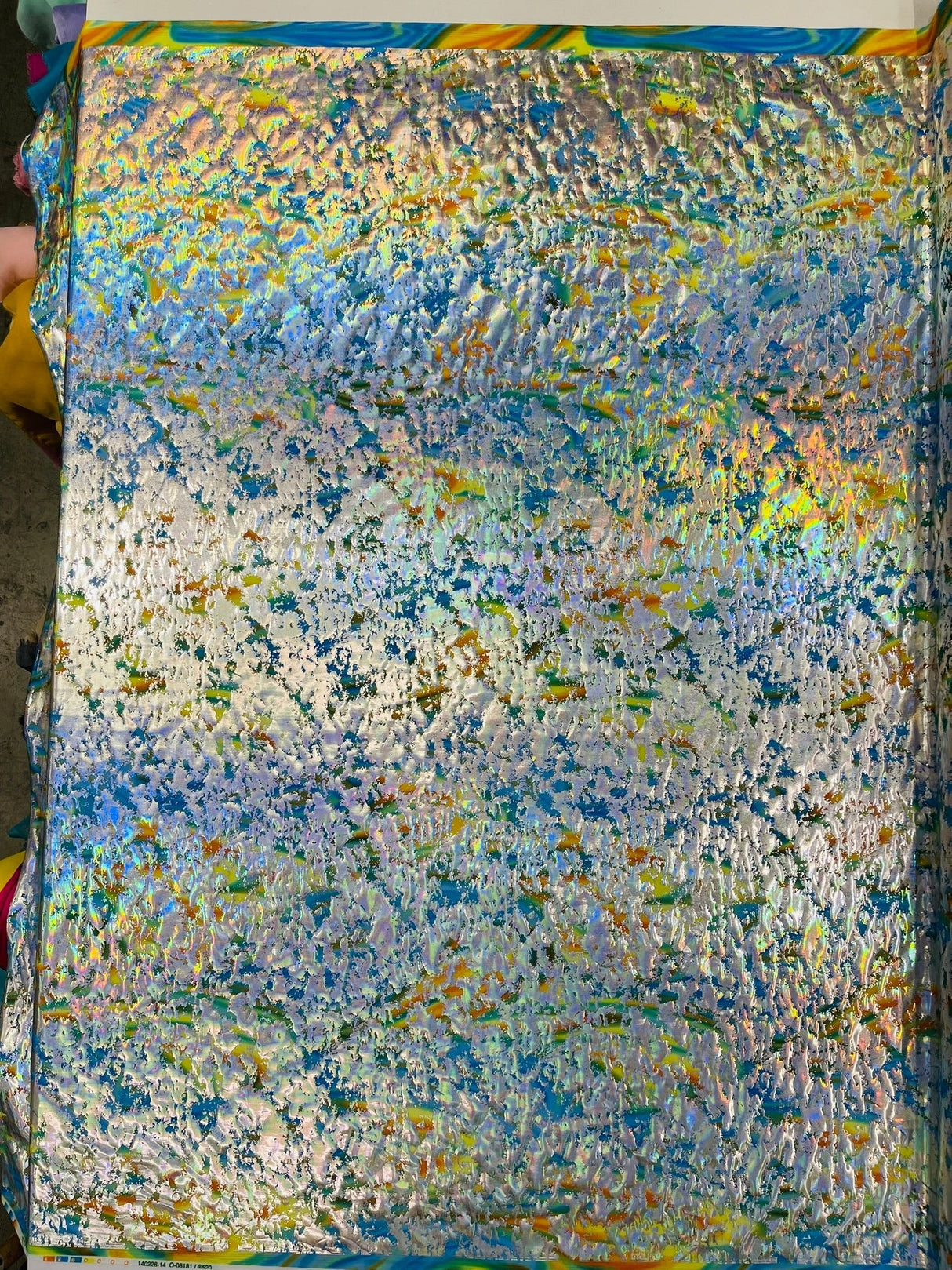 Splatter Foil Paint Metallic Print Nylon Spandex Fabric - Tie Dye, 4-Way Stretch, Fuchsia, Silver, Turquoise, 58-60" Width, 36" Length (1 Yard)