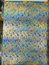 Splatter Foil Paint Metallic Print Nylon Spandex Fabric - Tie Dye, 4-Way Stretch, Fuchsia, Silver, Turquoise, 58-60" Width, 36" Length (1 Yard)