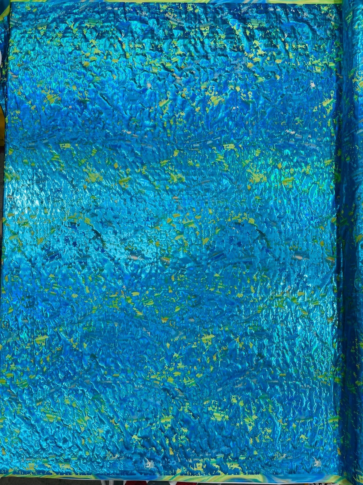 Splatter Foil Paint Metallic Print Nylon Spandex Fabric - Tie Dye, 4-Way Stretch, Fuchsia, Silver, Turquoise, 58-60" Width, 36" Length (1 Yard)
