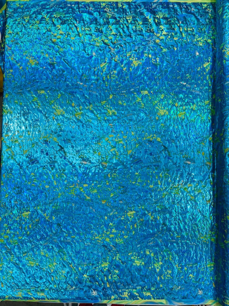 Splatter Foil Paint Metallic Print Nylon Spandex Fabric - Tie Dye, 4-Way Stretch, Fuchsia, Silver, Turquoise, 58-60" Width, 36" Length (1 Yard)