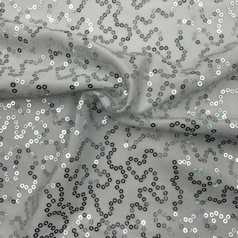 Sequin Stretch Jersey Silver Fabric
