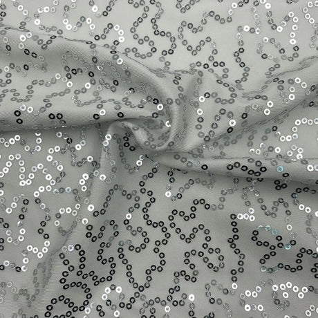 Sequin Stretch Jersey Silver Fabric