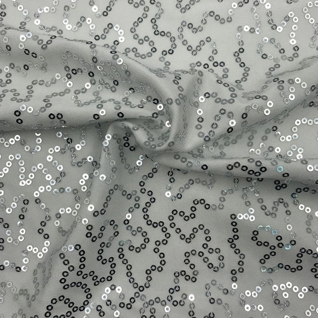 Sequin Stretch Jersey Silver Fabric