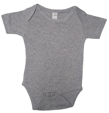 Lucky Friends 701 100 Percent Cotton Fabric - Sport Grey, Short Sleeve Baby Onesie, Snap Buttons (5 Sizes)