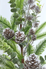 Eucalyptus Cone Cedar Spray 32 Inch Frosted Pine Holiday Decor