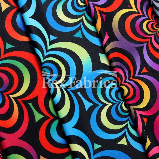 Spring Art Polyester Spandex Fabric - Multicolor Floral Print, 58/60" Width, 240 GSM (1 Yard)