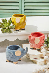 5" Ceramic Elephant Planter Set of 3