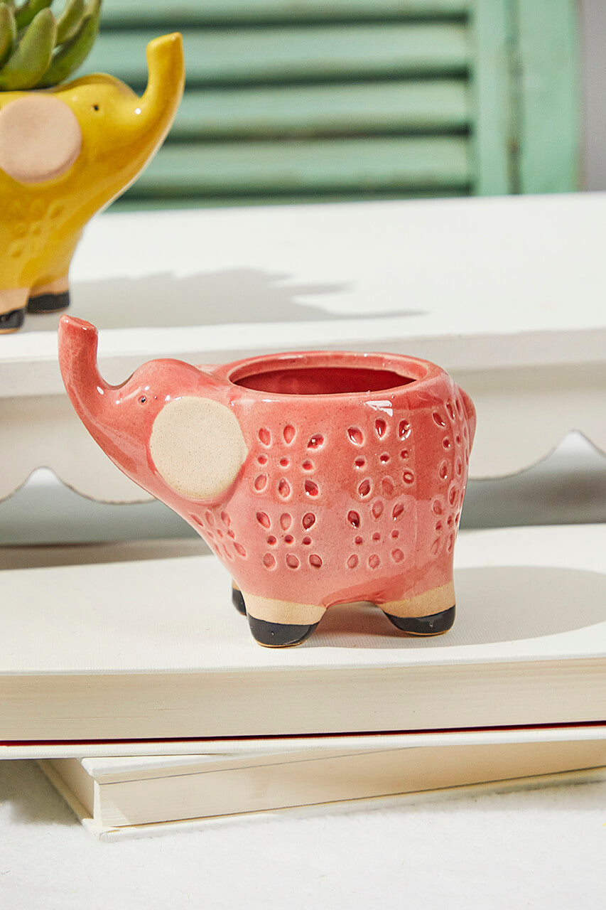 5" Ceramic Elephant Planter Set of 3