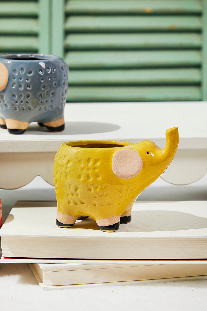 5" Ceramic Elephant Planter Set of 3