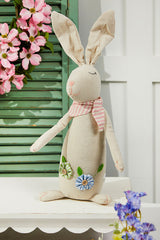 12" Polyester Bunny With Flowers - Set of 2