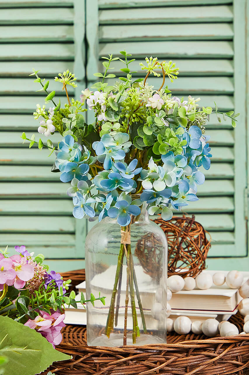 14" Artificial Hydrangea/Berry Bush Spray