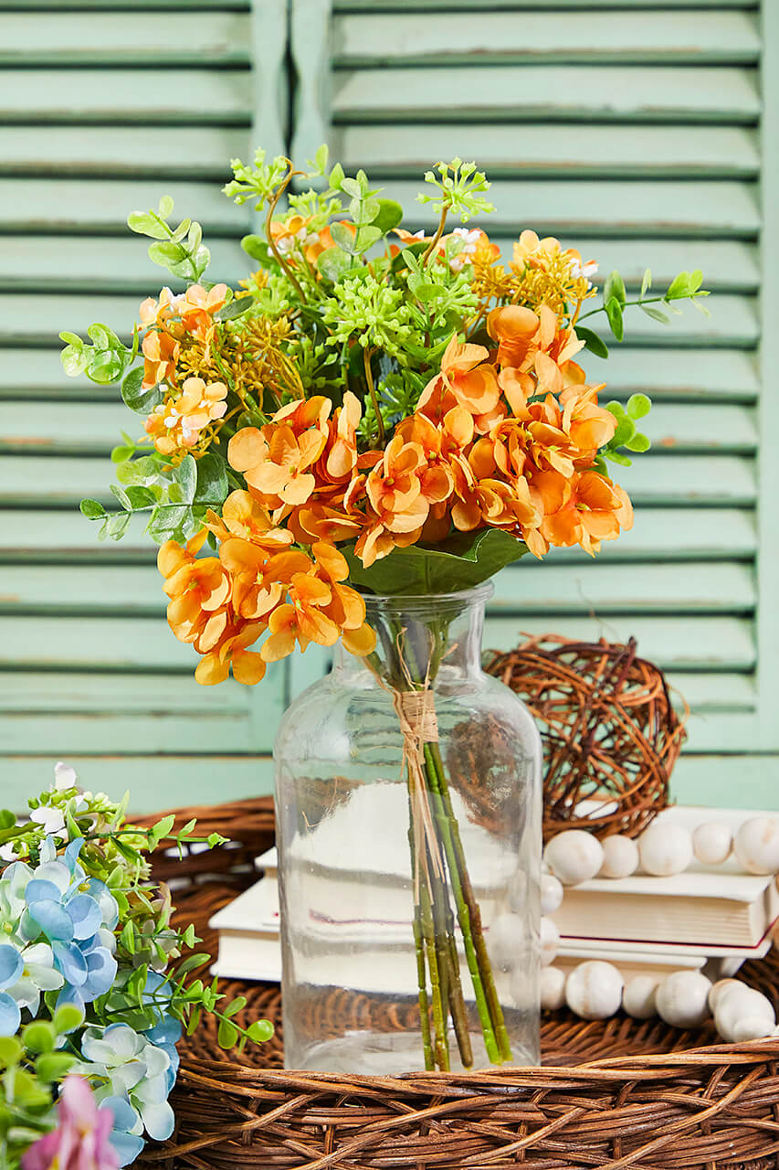 14" Artificial Hydrangea/Berry Bush Spray