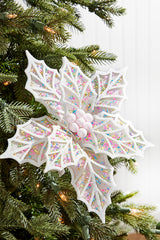 22" White Confetti Poinsettia Stem