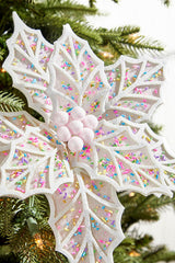 22" White Confetti Poinsettia Stem