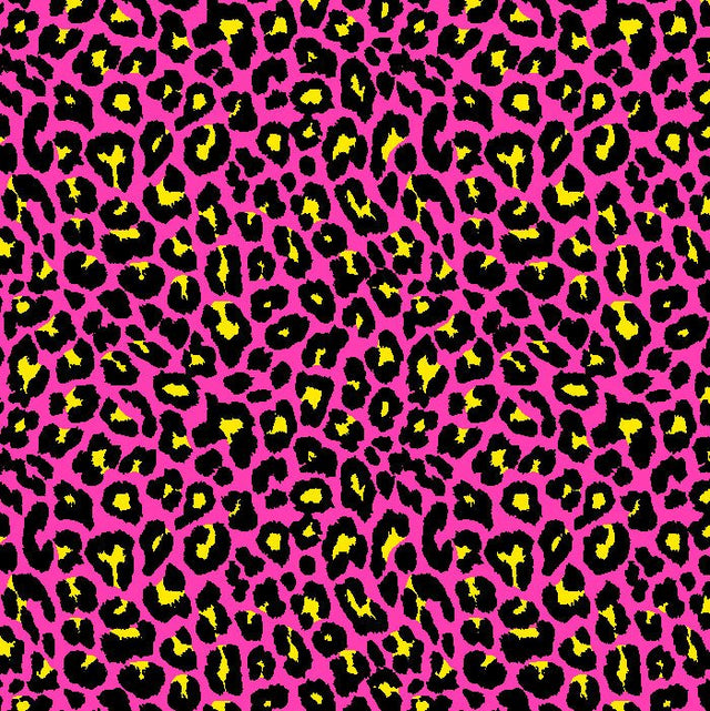 Leopard Print Spandex Fabric Pink/Yellow