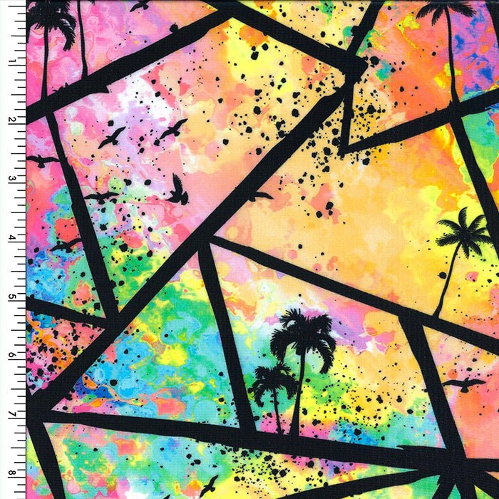 Printed Spandex Neon Splatter Compression Tricot