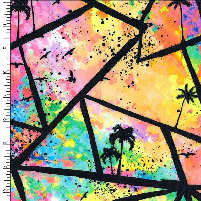 Printed Spandex Neon Splatter Compression Tricot