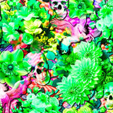 Printed Spandex Flower Skulls & Pegasus