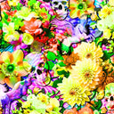Printed Spandex Flower Skulls & Pegasus