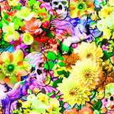 Printed Spandex Flower Skulls & Pegasus