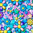 Printed Spandex Flower Stars Fabric