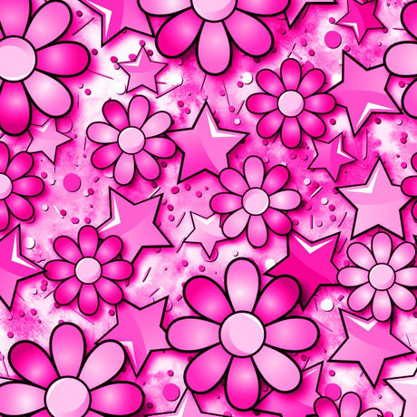 Printed Spandex Flower Stars Fabric