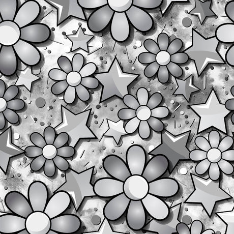 Printed Spandex Flower Stars Fabric