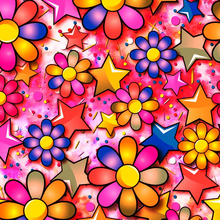 Printed Spandex Flower Stars Fabric