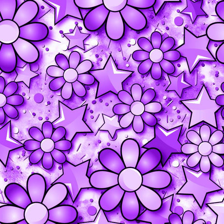 Printed Spandex Flower Stars Fabric
