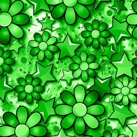 Printed Spandex Flower Stars Fabric