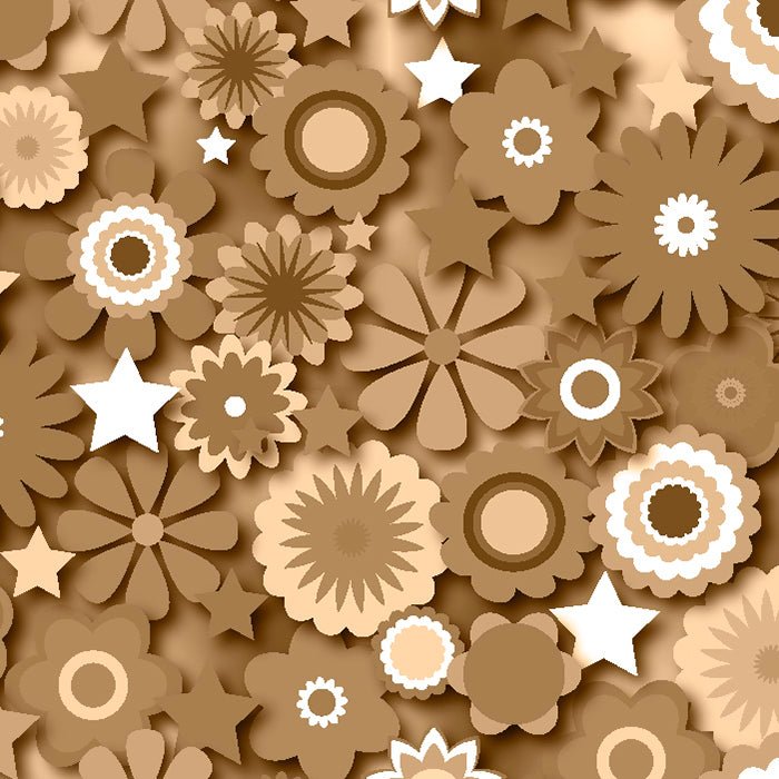 Printed Spandex Flower Stars Floral Star Pattern