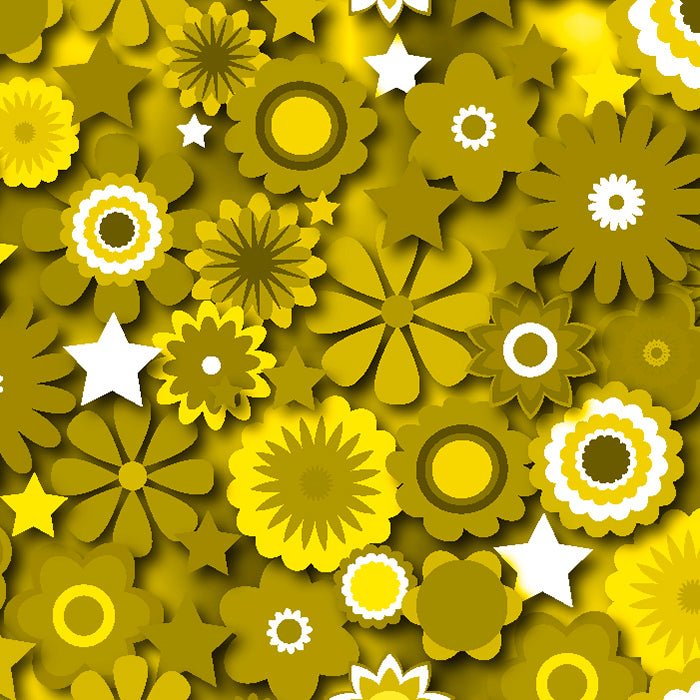 Printed Spandex Flower Stars Floral Star Pattern