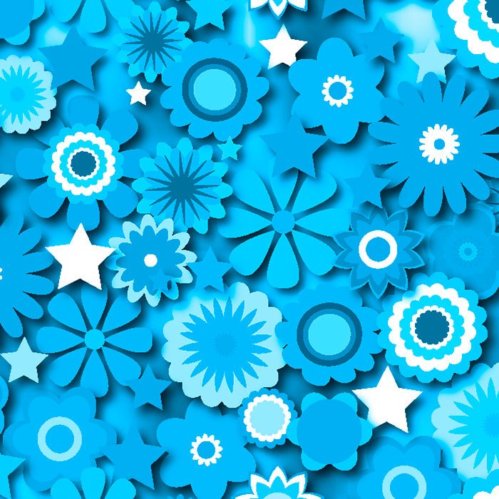 Printed Spandex Flower Stars Floral Star Pattern