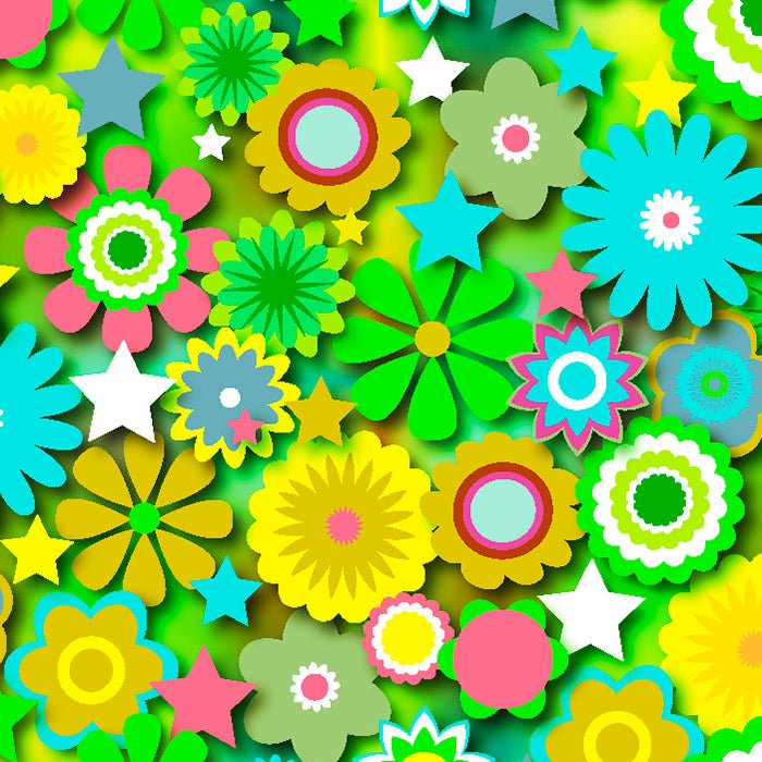 Printed Spandex Flower Stars Floral Star Pattern